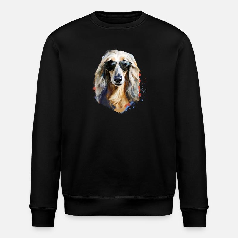 Afghan greyhound with sunglasses - Stanley/Stella ROLLER Unisex Organic Sweatshirt - black