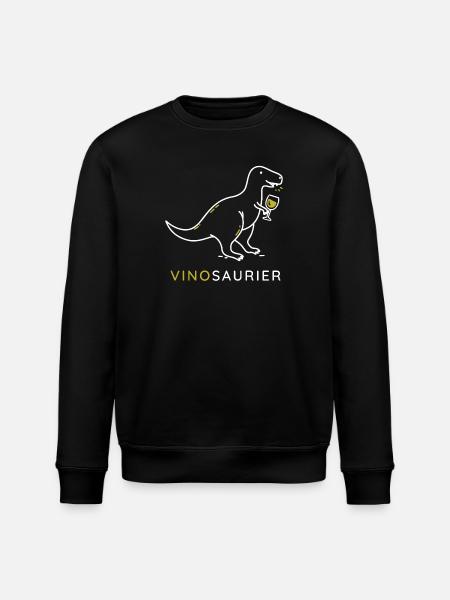 Vinosaurier mit Weinglas - Stanley/Stella Unisex Bio-Sweatshirt ROLLER - Schwarz