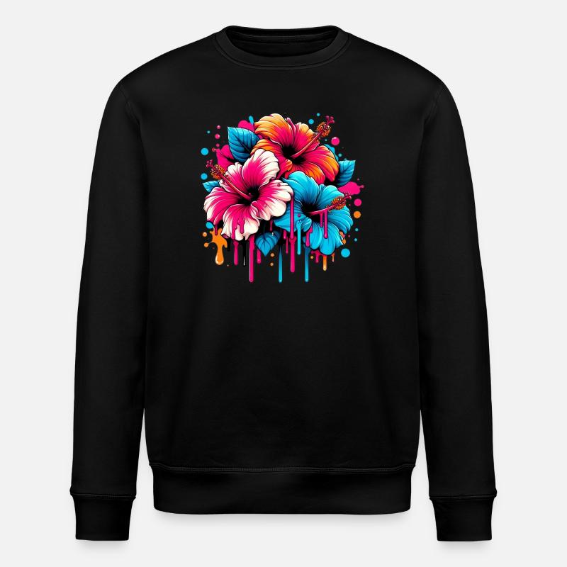 Fleurs d’hibiscus - Sweat bio ROLLER Stanley/Stella Unisexe - noir
