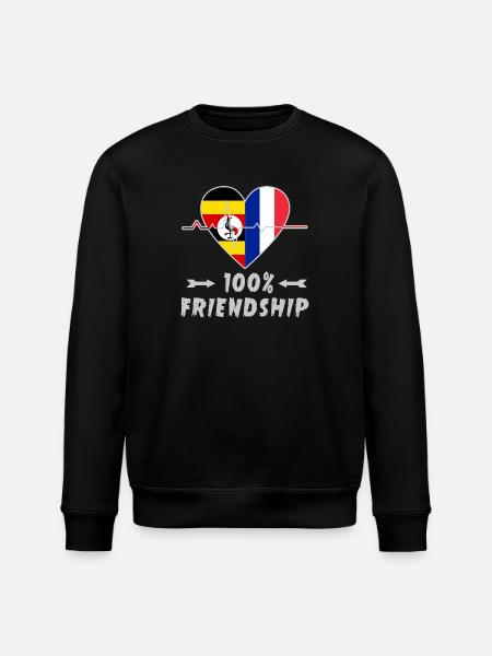 Uganda and France 100% friendship - Stanley/Stella ROLLER Unisex Organic Sweatshirt - black