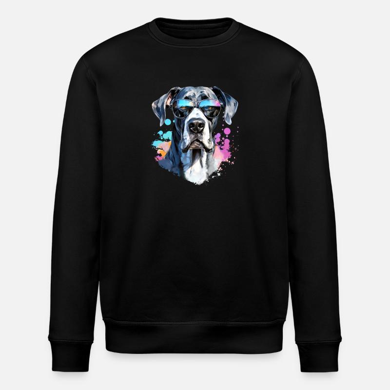 Great Dane with sunglasses - Stanley/Stella ROLLER Unisex Organic Sweatshirt - black