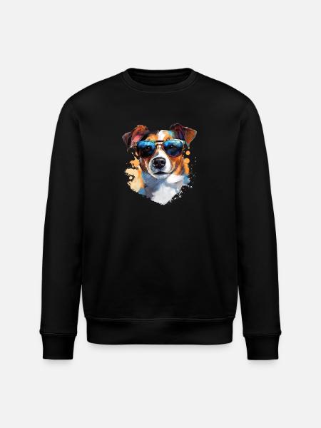 Jack Russell with sunglasses - Stanley/Stella ROLLER Unisex Organic Sweatshirt - black