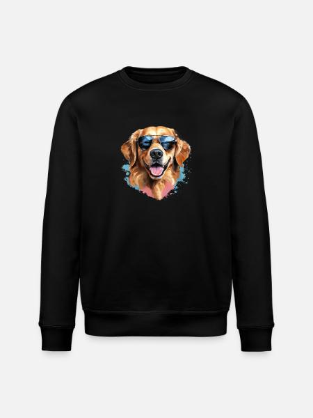Golden Retriever with Sunglasses - Stanley/Stella ROLLER Unisex Organic Sweatshirt - black