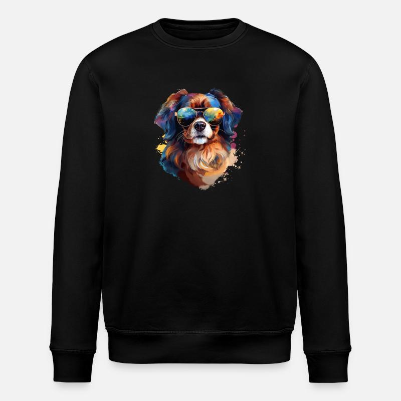 Tibetan Spaniel with Sunglasses - Stanley/Stella ROLLER Unisex Organic Sweatshirt - black