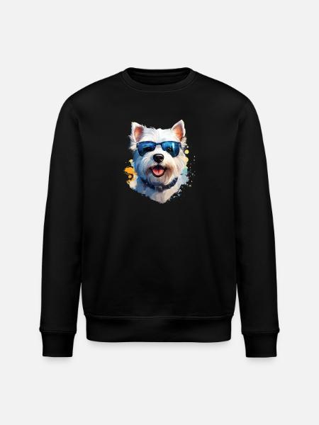 Westie with sunglasses - Stanley/Stella ROLLER Unisex Organic Sweatshirt - black