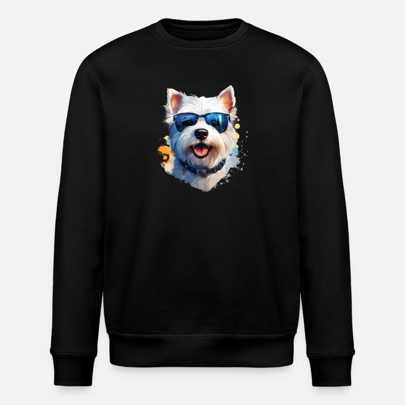 Westie mit Sonnenbrille - Stanley/Stella Unisex Bio-Sweatshirt ROLLER - Schwarz