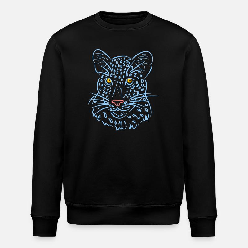 Leopard face with blue tones - Stanley/Stella ROLLER Unisex Organic Sweatshirt - black