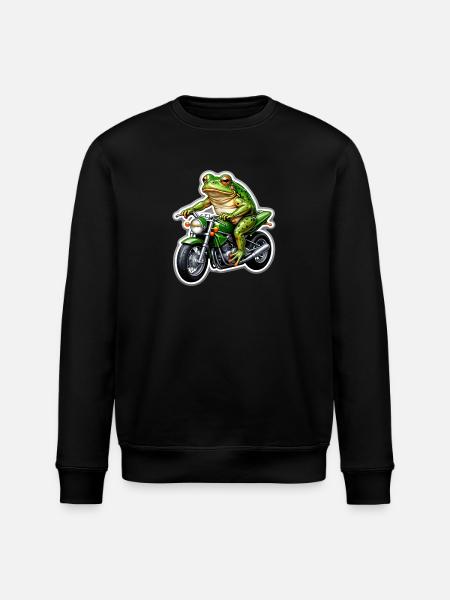 Frog on motorcycle - Stanley/Stella ROLLER Unisex Organic Sweatshirt - black