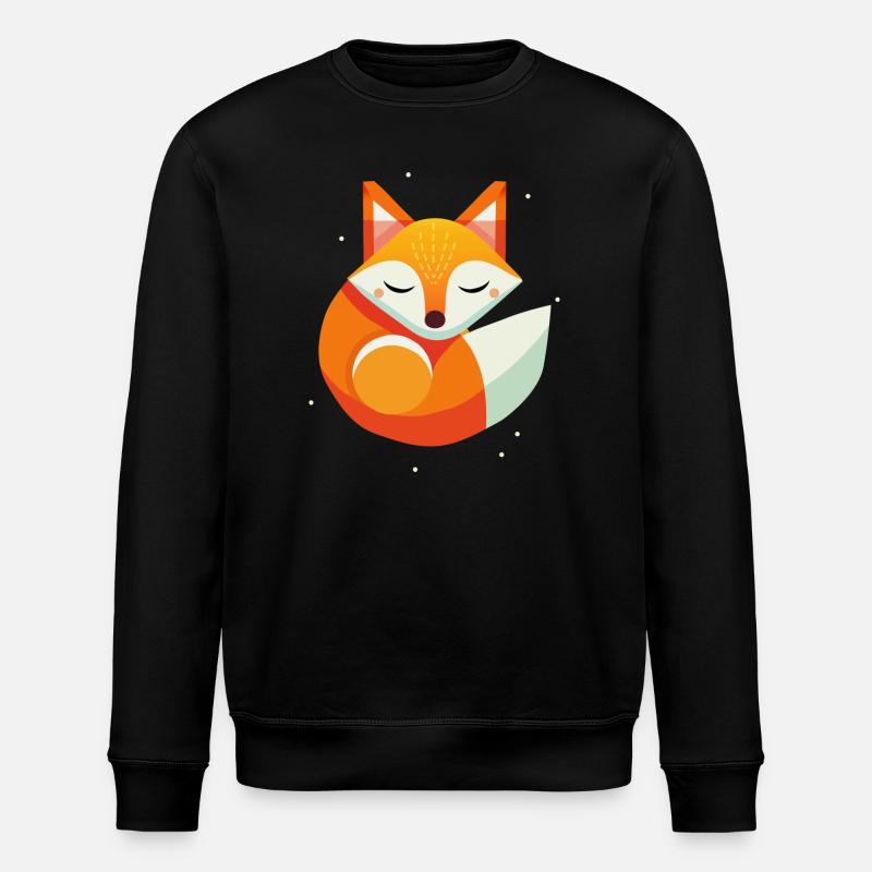 Ræv Sleeping - Moderne Dyremotiv i varme farver - Stanley/Stella økologisk unisex-sweatshirt ROLLER - sort