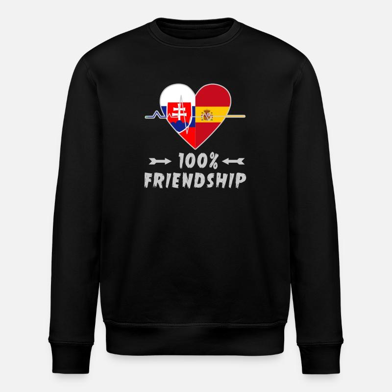 Slowakei und Spanien 100% Freundschaft - Stanley/Stella Unisex Bio-Sweatshirt ROLLER - Schwarz