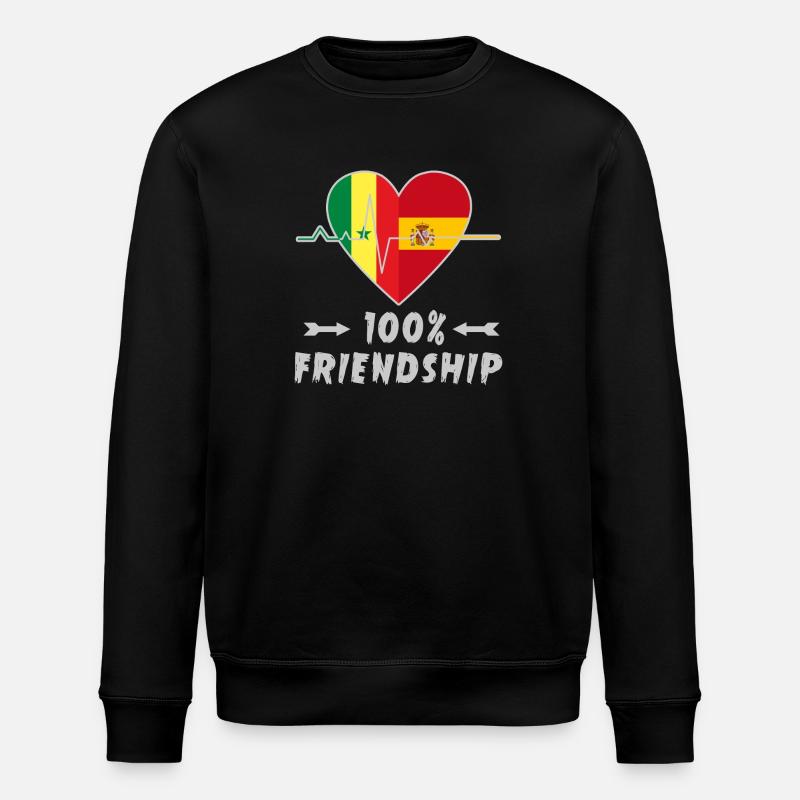 Senegal und Spanien 100% Freundschaft - Stanley/Stella Unisex Bio-Sweatshirt ROLLER - Schwarz