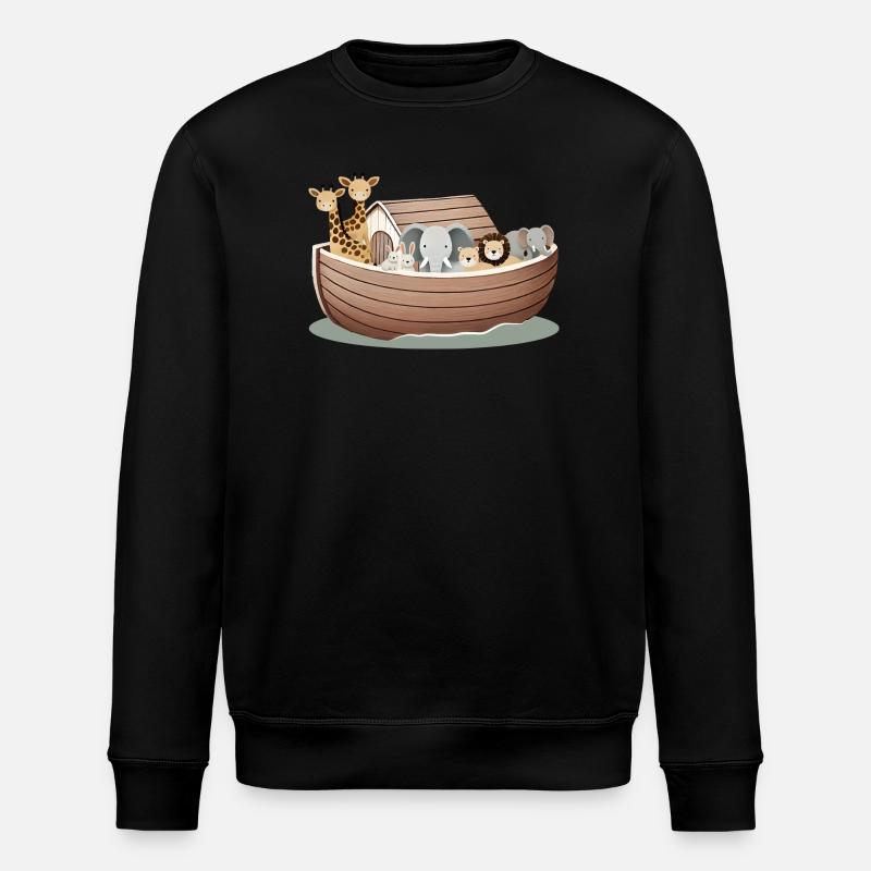 Niedliche Tierillustration – Arche Noah mit Tieren - Stanley/Stella Unisex Bio-Sweatshirt ROLLER - Schwarz