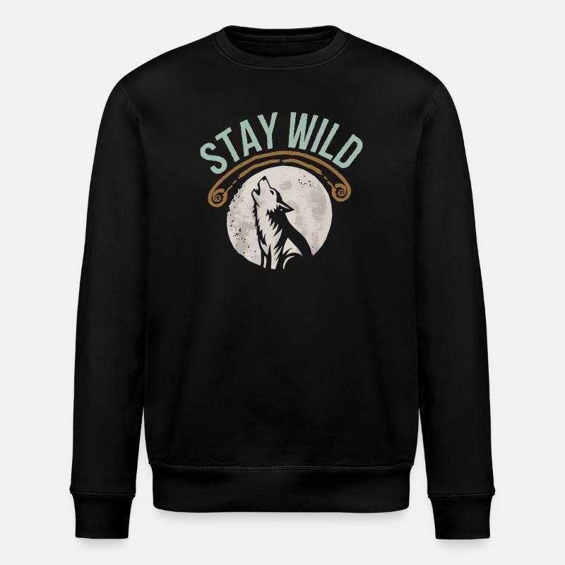 Stay Wild Wolf T-Shirt - Stanley/Stella Unisex Bio-Sweatshirt ROLLER - Schwarz