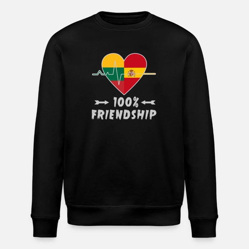 Lithuania and Spain 100% friendship - Stanley/Stella ROLLER Unisex Organic Sweatshirt - black