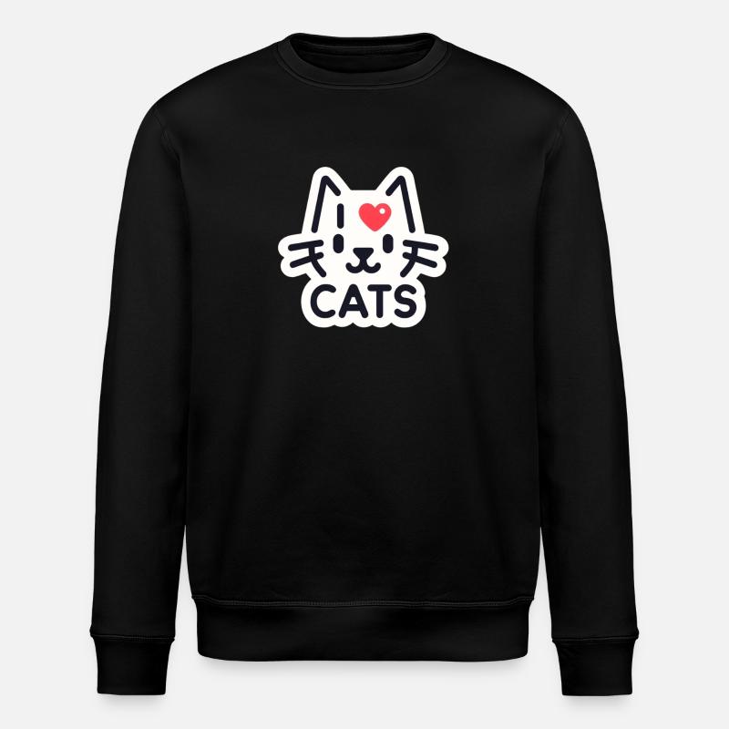 Sjarmerende kattekjærlighet - Stanley/Stella ROLLER økologisk unisex-sweatshirt - svart