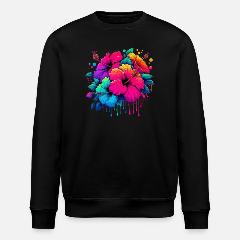 Hibiskusblüten - Stanley/Stella Unisex Bio-Sweatshirt ROLLER - Schwarz