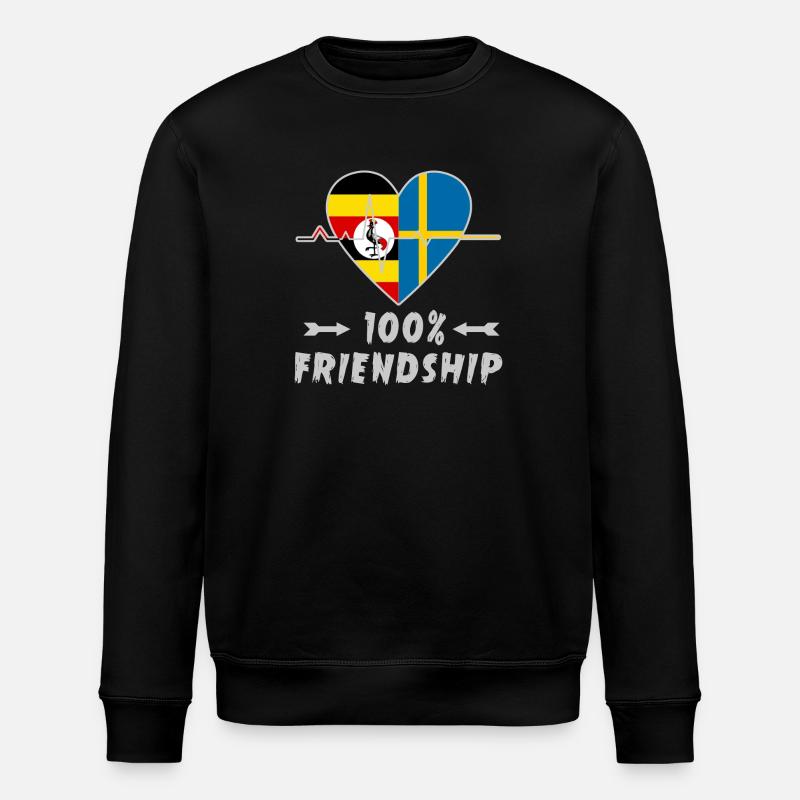 Uganda und Schweden 100% Freundschaft - Stanley/Stella Unisex Bio-Sweatshirt ROLLER - Schwarz