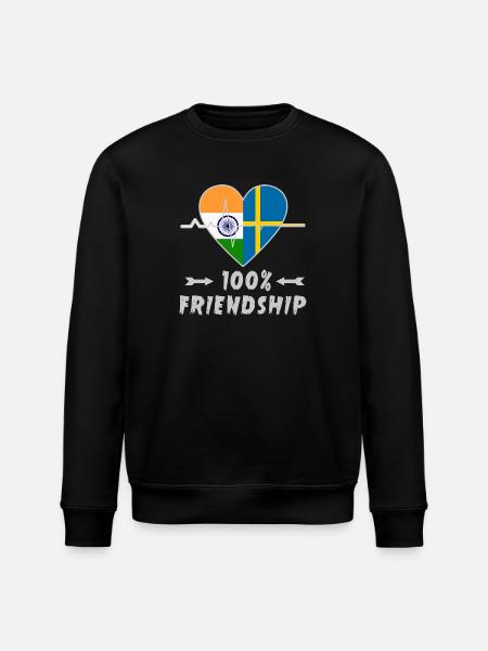 India and Sweden 100% friendship - Stanley/Stella ROLLER Unisex Organic Sweatshirt - black