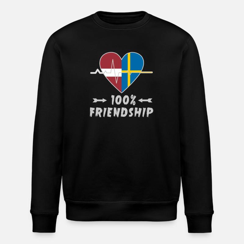 Lettland und Schweden 100% Freundschaft - Stanley/Stella Unisex Bio-Sweatshirt ROLLER - Schwarz