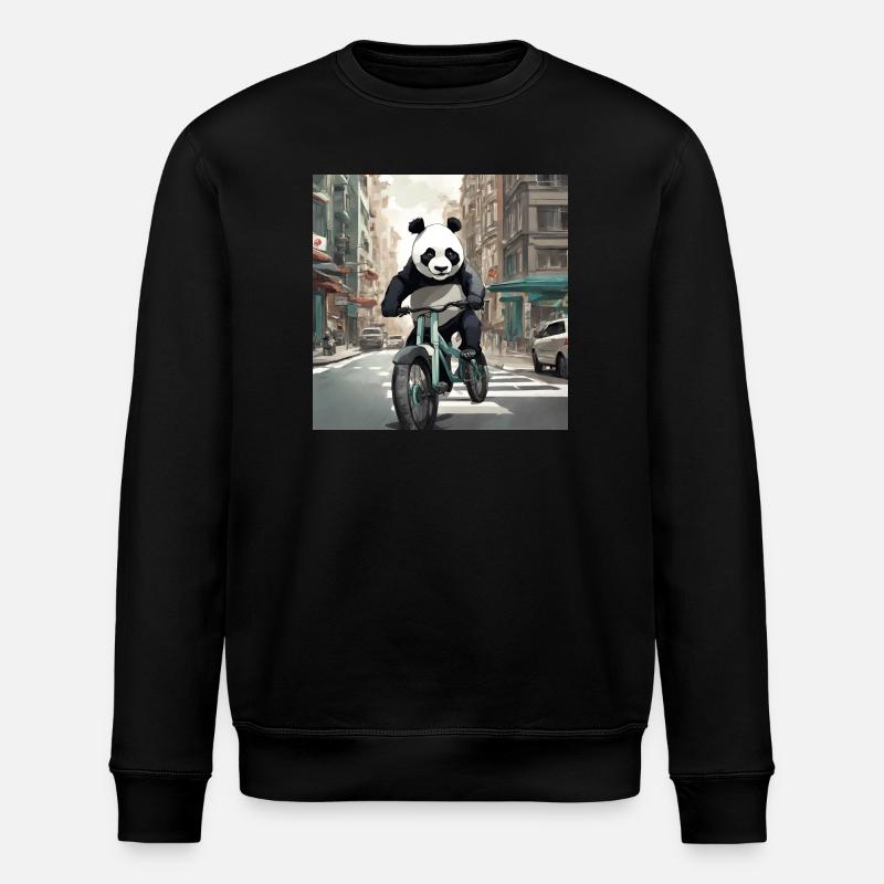 Panda à vélo en ville - Sweat bio ROLLER Stanley/Stella Unisexe - noir