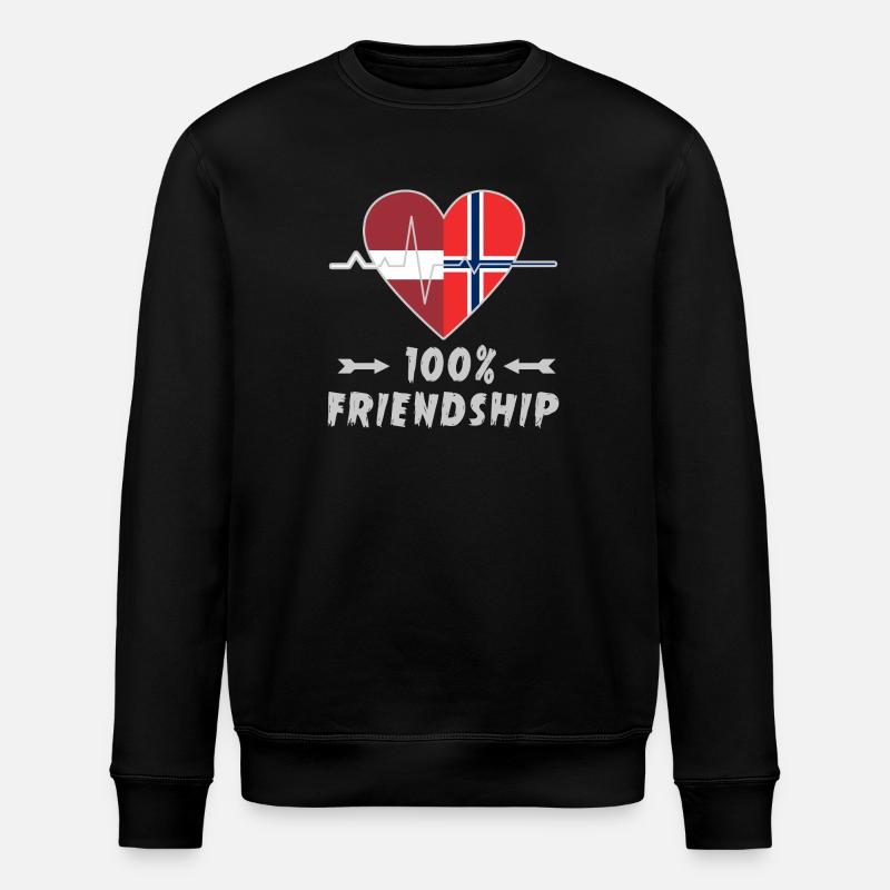 Lettland und Norwegen 100% Freundschaft - Stanley/Stella Unisex Bio-Sweatshirt ROLLER - Schwarz