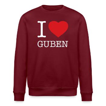 I LOVE GUBEN - Stanley/Stella Unisex Bio-Sweatshirt ROLLER - Burgunderrot - Vorne - Nik (191cm)
