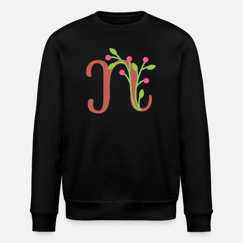 Elegant letter 'N' with flowers - Sweat bio ROLLER Stanley/Stella Unisexe - noir