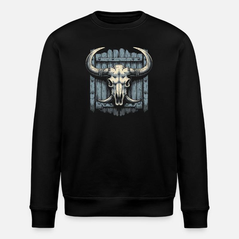 Bison skull - Stanley/Stella ROLLER Unisex Organic Sweatshirt - black