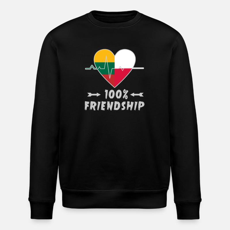 Lithuania and Poland 100% friendship - Stanley/Stella ROLLER Unisex Organic Sweatshirt - black