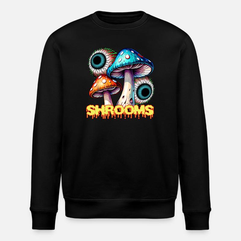 Psychedelic Mushrooms Eye Illusion Art - Stanley/Stella ROLLER Unisex Organic Sweatshirt - black