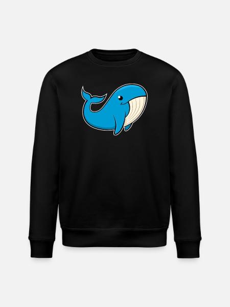 Image joyeuse d’une baleine bleue - Sweat bio ROLLER Stanley/Stella Unisexe - noir