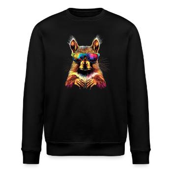Eichhörnchen Kopfhörer Bunt Popart DJ Eichhörnchen - Stanley/Stella Unisex Bio-Sweatshirt ROLLER - Schwarz - Vorne - Nik (191cm)