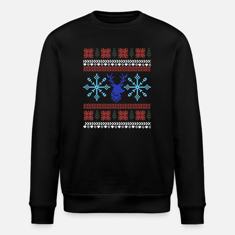 Pixel Christmas Pattern - Stanley/Stella ROLLER Unisex Organic Sweatshirt - black
