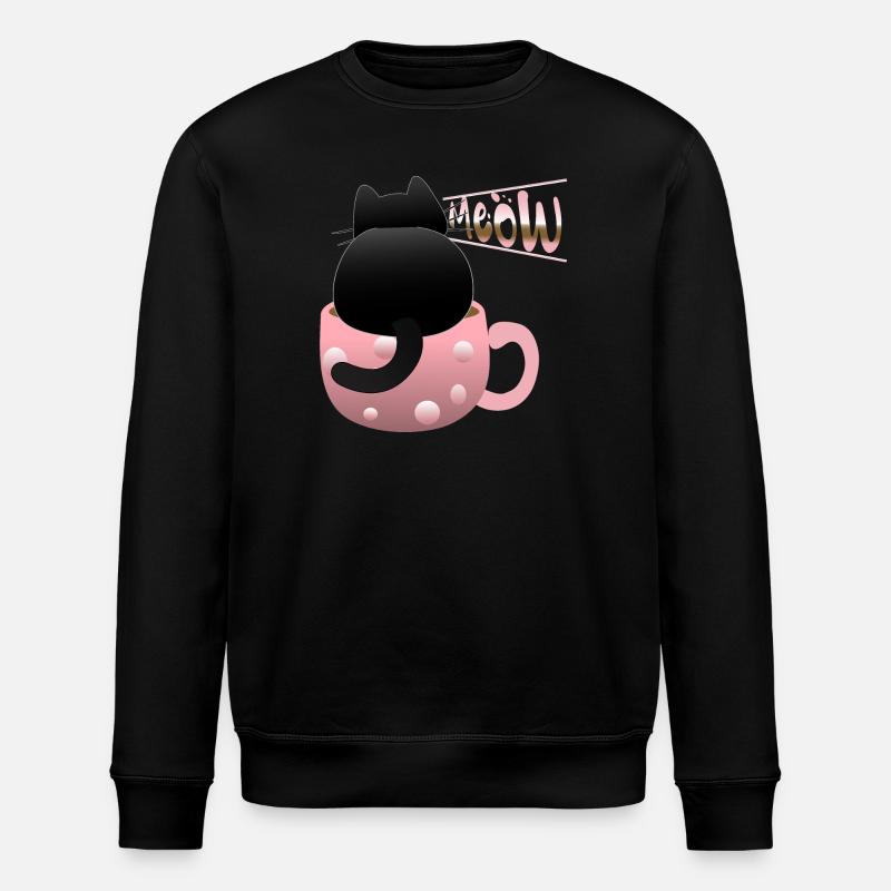süße schwarze Katze miaut - Stanley/Stella Unisex Bio-Sweatshirt ROLLER - Schwarz