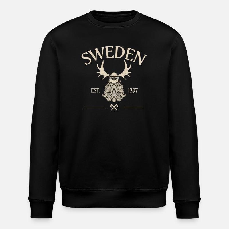 Sweden - Viking Beard - Mosses - Stanley/Stella ROLLER Unisex Organic Sweatshirt - black