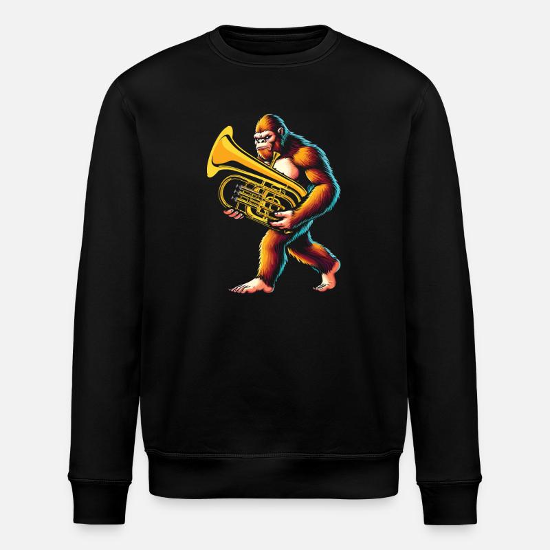Yeti Gorilla mit Euphonium - Stanley/Stella Unisex Bio-Sweatshirt ROLLER - Schwarz