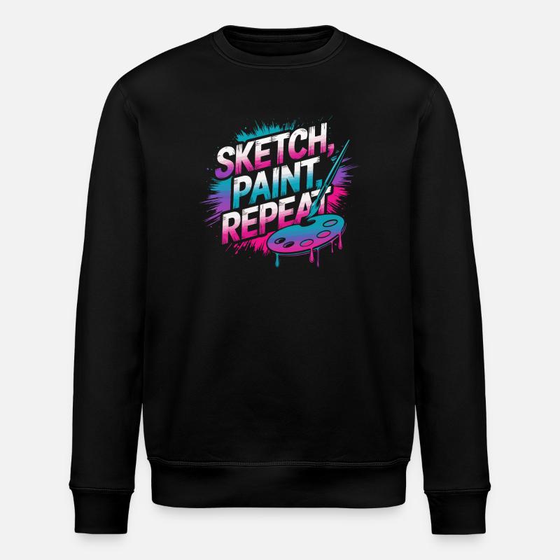 Sketch Paint Repeat Art Design - Stanley/Stella ROLLER Unisex Organic Sweatshirt - black
