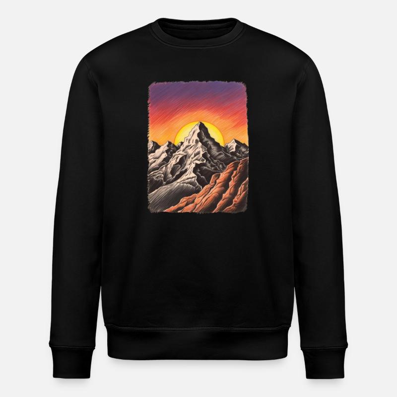 Sonnenuntergang in den Bergen - Stanley/Stella Unisex Bio-Sweatshirt ROLLER - Schwarz