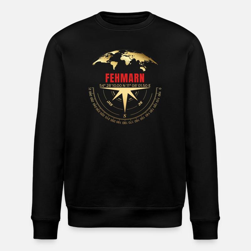 Koordinaten Fehmarn - Stanley/Stella Unisex Bio-Sweatshirt ROLLER - Schwarz