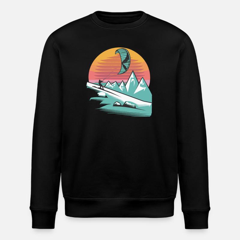 Snowkiting Minimalist Sunset - Stanley/Stella ROLLER Unisex Organic Sweatshirt - black