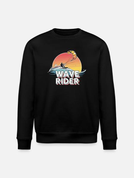 Sunset Wave Rider Kiteboarding Design - Stanley/Stella ROLLER Unisex Organic Sweatshirt - black