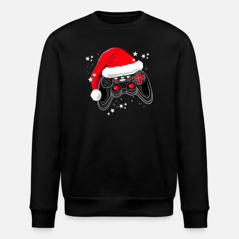 Gaming-Controller mit Weihnachtsmütze - Stanley/Stella Unisex Bio-Sweatshirt ROLLER - Schwarz