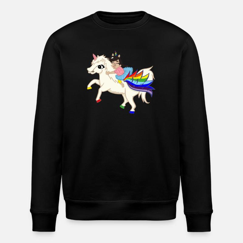 Unicorn-pegasus-Einhorn-rainbow - Stanley/Stella Unisex Bio-Sweatshirt ROLLER - Schwarz