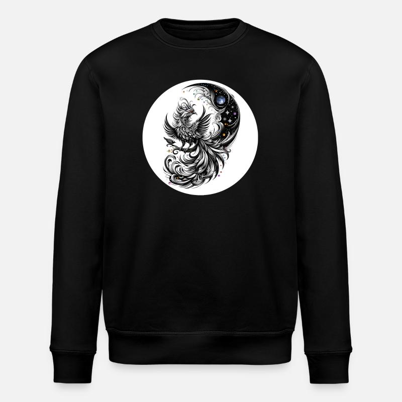 Kometenphoenix im Mondkreis - Stanley/Stella Unisex Bio-Sweatshirt ROLLER - Schwarz