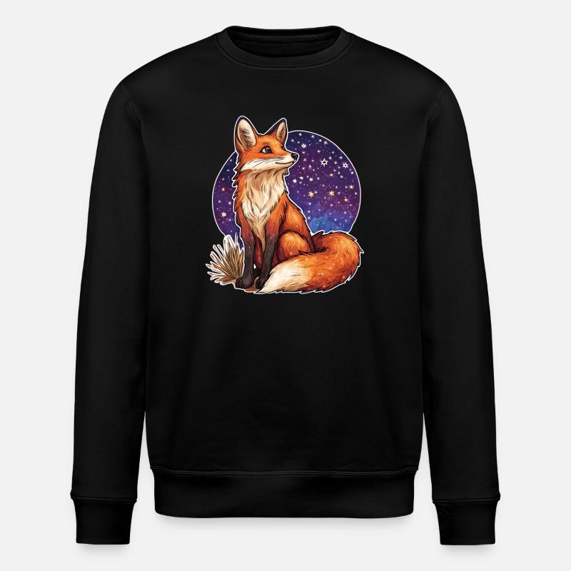 Renard et ciel étoilé - Sweat bio ROLLER Stanley/Stella Unisexe - noir