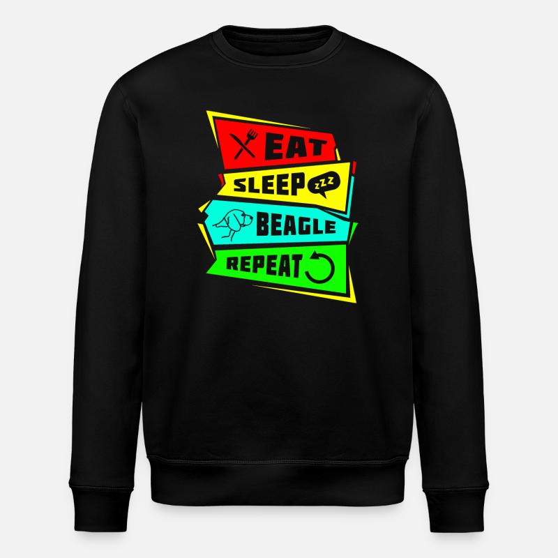 Eat Sleep Beagle Repeat - Stanley/Stella ROLLER Unisex Organic Sweatshirt - black