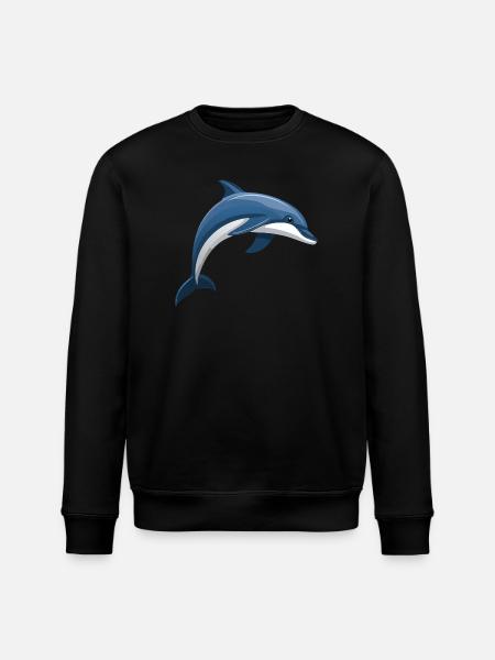 Dolphin jumping blue and white - Stanley/Stella ROLLER Unisex Organic Sweatshirt - black