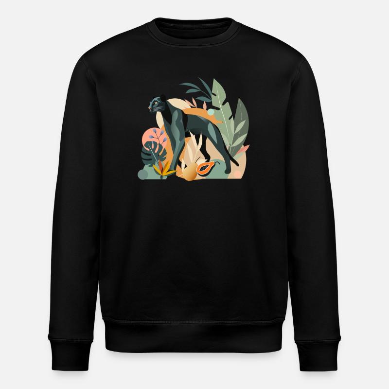 Panther im Dschungel - Stilvolle Tierillustration - Stanley/Stella Unisex Bio-Sweatshirt ROLLER - Schwarz
