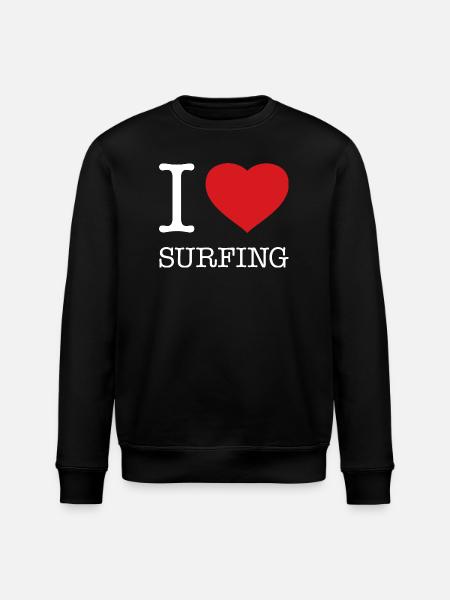 I LOVE SURFING - Stanley/Stella ROLLER Unisex Organic Sweatshirt - black