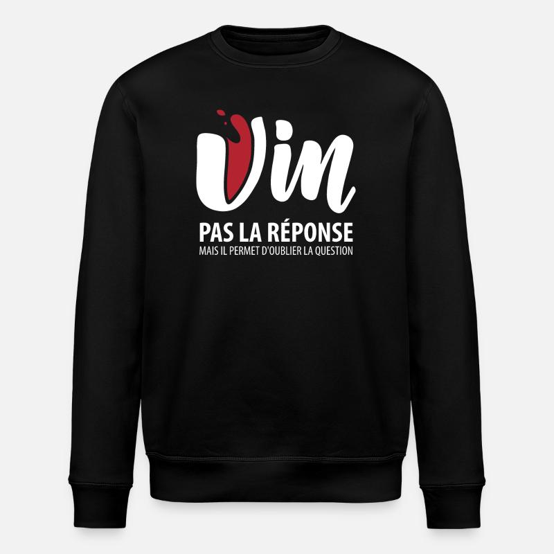 Vin pas la solution (foncé) - Sweat bio ROLLER Stanley/Stella Unisexe - noir